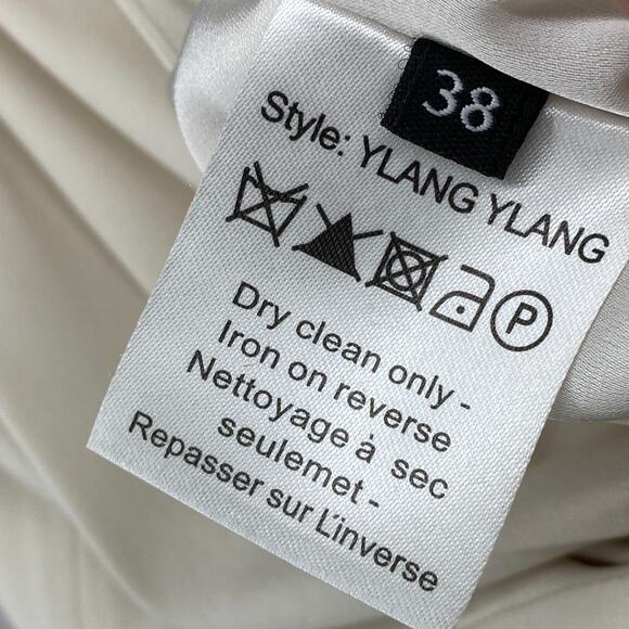 JOSEPH Dress 38 Silk Faux Wrap V-Neck Back Zip Sleeveless Lined Ylang Off White - Picture 4 of 15